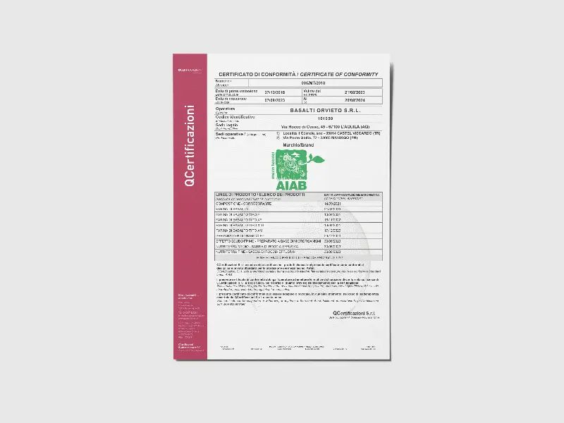 Certificazione AIAB Farina di Basalto®